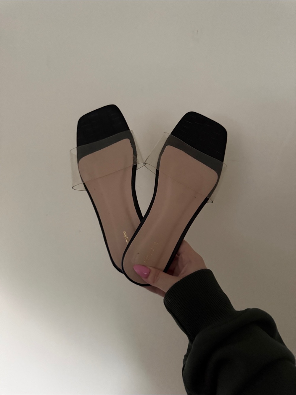 Missguided Black-Trim Clear Strap Sandals